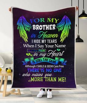 Memorial Blanket - For My Brother In Heaven Memorial Blanket Gift For Friend Family Home Decor Bedding Couch Sofa Soft and Comfy Cozy - Seseable