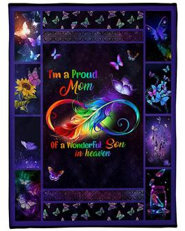 Memorial Blanket - Memorial Blanket, I'm A Proud Mom Of A Wonderful Son In Heaven Fleece Blanket | Seseable CA