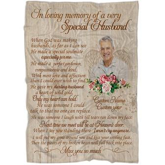 Memorial Blanket - Personalized In Loving Memory Of A Very Special Husband Miss You So Much Fleece Blanket Home Decor Bedding Couch Sofa Soft And Comfy Cozy, Memorial Gift | Seseable CA