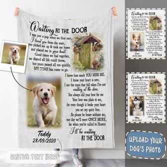 Memorial Blanket - Pofily- Blanket- Waiting At The Door Upload Photo Blanket Memorial Gift For Dog Lovers - Seseable