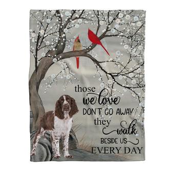 Memorial Blanket - Pofily- Memorial Dog Blanket, English Springer Spaniel And Cardinal Those We Love Don't Go Away, Dog Lover - Seseable