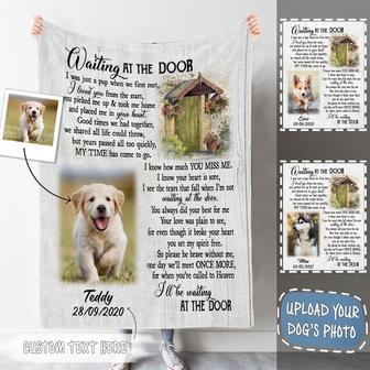 Memorial Blanket - Waiting At The Door Upload Photo Blanket Memorial Gift For Dog Lovers - Seseable