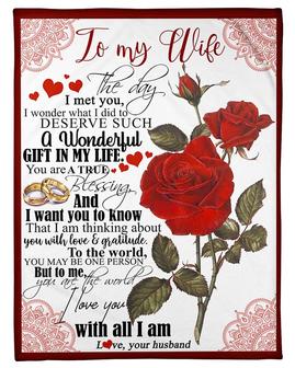 Personalized Blanket For Wife Print Beautiful Rose Romantic Quotes For Wife Customized BLanket Gifts For Anniversary - Seseable