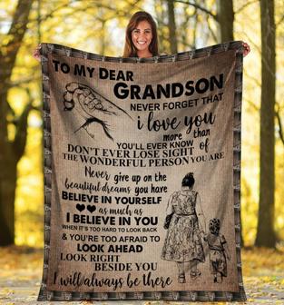 Personalized Blanket To My Dear Grandson Never Forget That I Love You More Than You'Ll Ever Know, Gift For Grandson Fleece Blanket - Seseable