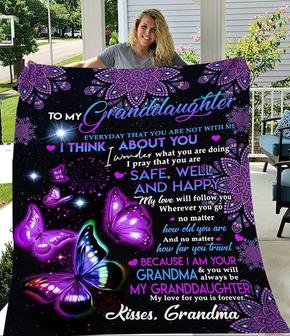 Personalized Blanket To My Granddaughter Everyday That You Are Not With Me, I Think About You, Gift For Granddaughter Fleece Blanket - Seseable