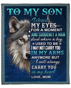 Personalized Blanket To My Son I Closed My Eyes For A Moment, Gift For Son Daughter, Birthday Fleece Blanket - Seseable