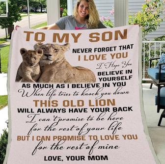 Personalized Blanket To My Son Never Forget That I Love You I Hope You Believe In Yourself Fleece Blanket - Seseable