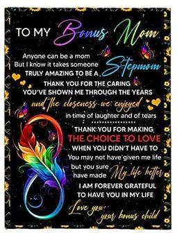 Personalized to My Bonus Mom Blanket Thank You for Making The Choice to Love Fleece Blanket Best Custom Stepmom Gift for Mother's Day, Customize Fleece, for Mom from Daughter | Seseable CA