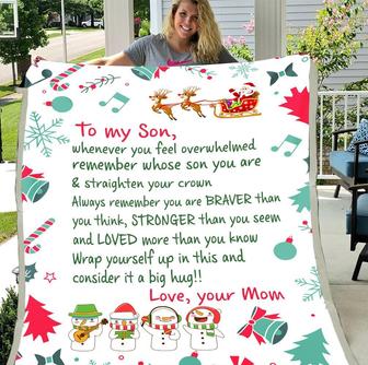 Personalized To My Son Wrap Yourself Up In This And Consider It A Big Hug Cute Snowman Christmas Blanket - Seseable
