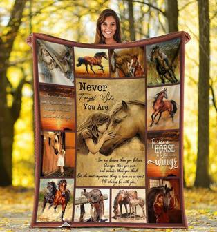To My Daughter Little Girl Never Forget Who You Are Horse Fleece Blanket - Seseable
