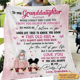 To My Granddaughter Grandson Personalized Fleece Blanket - Seseable