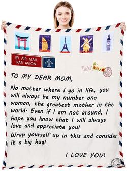 To My Mom Blanket - Air Mail Letter Blanket for Mom from Daughter or Son | Seseable CA