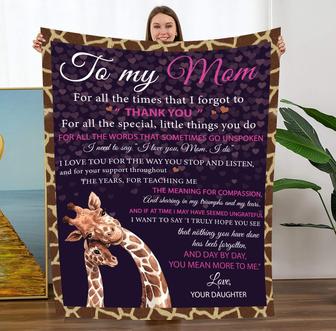To My Mom Blanket - Gift Blanket for Mom From Daughter for Mother's Day, Birthday, Christmas - Giraffe Blanket - Seseable
