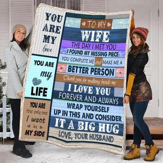 To My Wife Blanket - The Day I Met You I Found My Missing Piece - Anniversary Gift for Wife - Seseable
