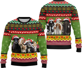 All Over Print Sweatshirt for Christmas Cow Sweater Christmas Pattern FunnyUgly Christmas Sweater for Men Women - Thegiftio UK