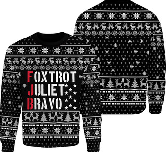 All Over Print Sweatshirt For Christmas Foxtrot Juliet Bravo Pullover Sweater Funny JFBUgly Christmas Sweater - Thegiftio UK