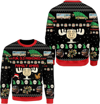 All Over Print Sweatshirt for Christmas Fun Old Fashioned Family Xmas SweaterUgly Christmas Sweater for Men - Thegiftio UK