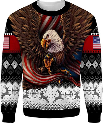 All Over Print Sweatshirt For Christmas Let's Go Brandon We The People Ugly Eagle American FlagChristmas Sweater - Thegiftio UK