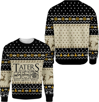 All Over Print Sweatshirt Taters Po-ta-Toes SweatshirtUgly Christmas Sweater Pullover Movie Sweatshirt for Men Women - Thegiftio UK