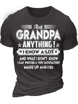 Men’s Ask Grandpa Anything I Know A Lot And What I Don’t Know Crew Neck Regular Fit Casual T-shirt - Thegiftio UK