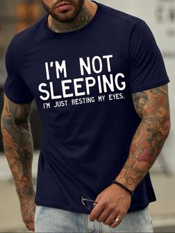 Men's I Am Not Sleeping I Am Just Resting My Eyes Funny Graphic Print Loose Casual Text Letters T-shirt - Seseable