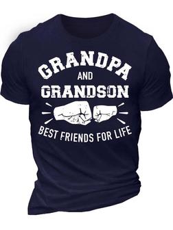 Men’s Grandpa And Grandson Best Friends For Life Crew Neck Casual T-shirt - Thegiftio UK