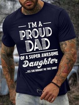 Men’s I’m A Proud Dad Of A Super Awesome Daughter Couple Casual T-shirt - Seseable