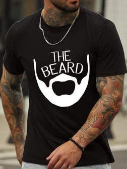 Men's The Beard Matching Funny Couple Casual Text Letters T-shirt - Seseable