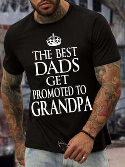 Men’s The Best Dads Get Promoted To Grandpa Couple Casual Regular Fit T-shirt - Seseable