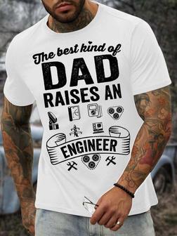Men’s The Best Kind Of Dad Raises An Engineer Couple Crew Neck Regular Fit Casual T-shirt - Seseable