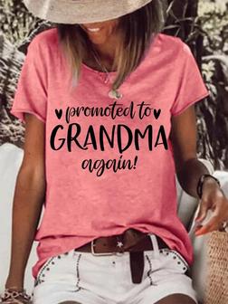 Women's Funny Word Grandma Simple Text Letters -blend Crew Neck T-shirt - Thegiftio UK