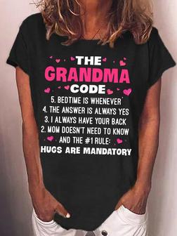 Women's The Grandma Code Letters Casual T-shirt - Thegiftio UK