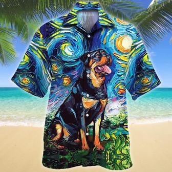 Rottweiler Dog Night Hawaiian Shirt - Seseable