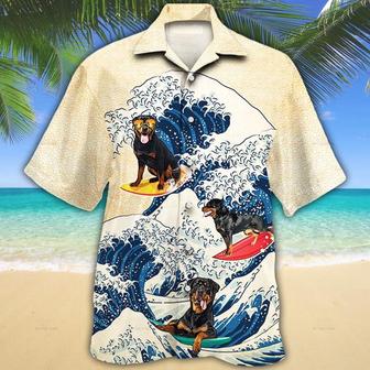 Rottweiler Dog Lovers Wave Hawaiian Shirt - Seseable