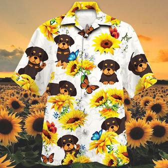 Rottweiler Dog Lovers Sun Flower Hawaiian Shirt - Seseable