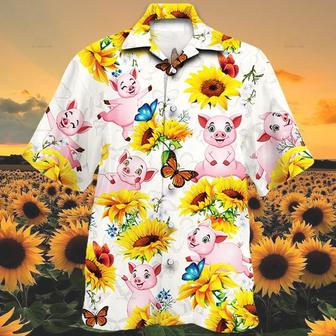 Pig Lovers Sun Flower Hawaiian Shirt - Seseable
