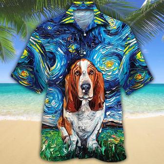 Basset Hound Dog Lovers Night Hawaiian Shirt - Seseable