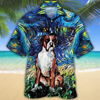 Boxer Dog Lovers Night Hawaiian Shirt | Seseable FR