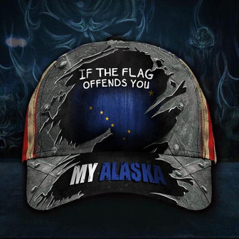 My Alaska Hat If The Flag Offends You Vintage American Flag Cap Patriotic Alaska Men Gift Hat - Thegiftio UK