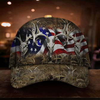 American Deer Hunter Hat USA Flag Deer Hunting Cap Unique Mens Hunting Gift For Him Hat - Thegiftio UK