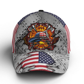 American Firefighter American Flag Style Baseball Cap Hat - Thegiftio UK