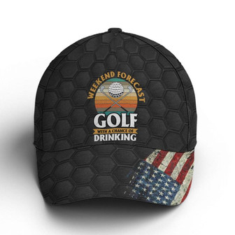 American Flag Golf With A Chance Of Drinking Baseball Cap Hat - Thegiftio UK