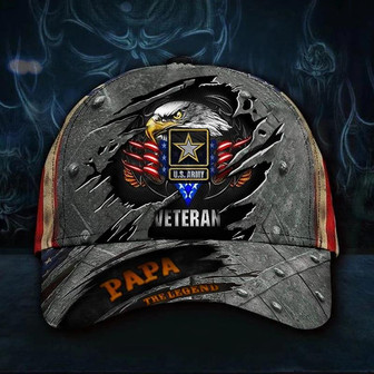 Army Veteran Papa Legend Hat USA Flag Cap Vintage Dad Army Veteran Gift For Grandfather Hat - Thegiftio UK
