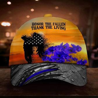 Blue Line Honor The Fallen Thank The Living Cap Memorial Law Enforcement Veteran Gift Hat - Thegiftio UK