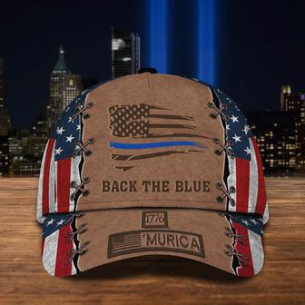 Back The Blue Thin Blue Line Hat 1776 'Murica USA Flag Cap Support Law Enforcement Gift - Thegiftio UK