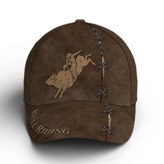Bull Riding Classic Leather Baseball Cap Hat - Thegiftio UK