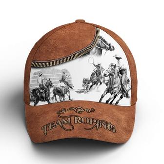 Bull Riding Team Roping Classic Leather Baseball Cap Hat - Thegiftio UK