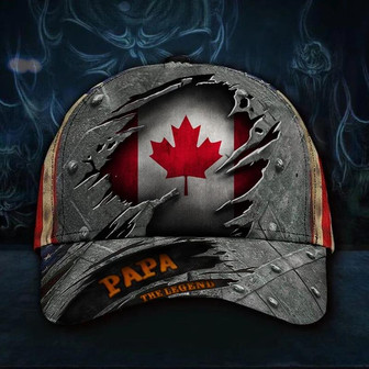 Canada Papa The Legend Hat Vintage USA Flag Cap Day Gift For Dad For Patriotic Hat - Thegiftio UK