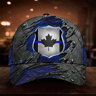 Canada Thin Blue Line Badge Hat Unique Canadian Thin Blue Line Flag Cap Gift Hat - Thegiftio UK