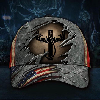 Christian Cross Deer Hunter Fishing Vintage Hat USA Flag Old Retro Baseball Cap Gift For Him Hat - Thegiftio UK